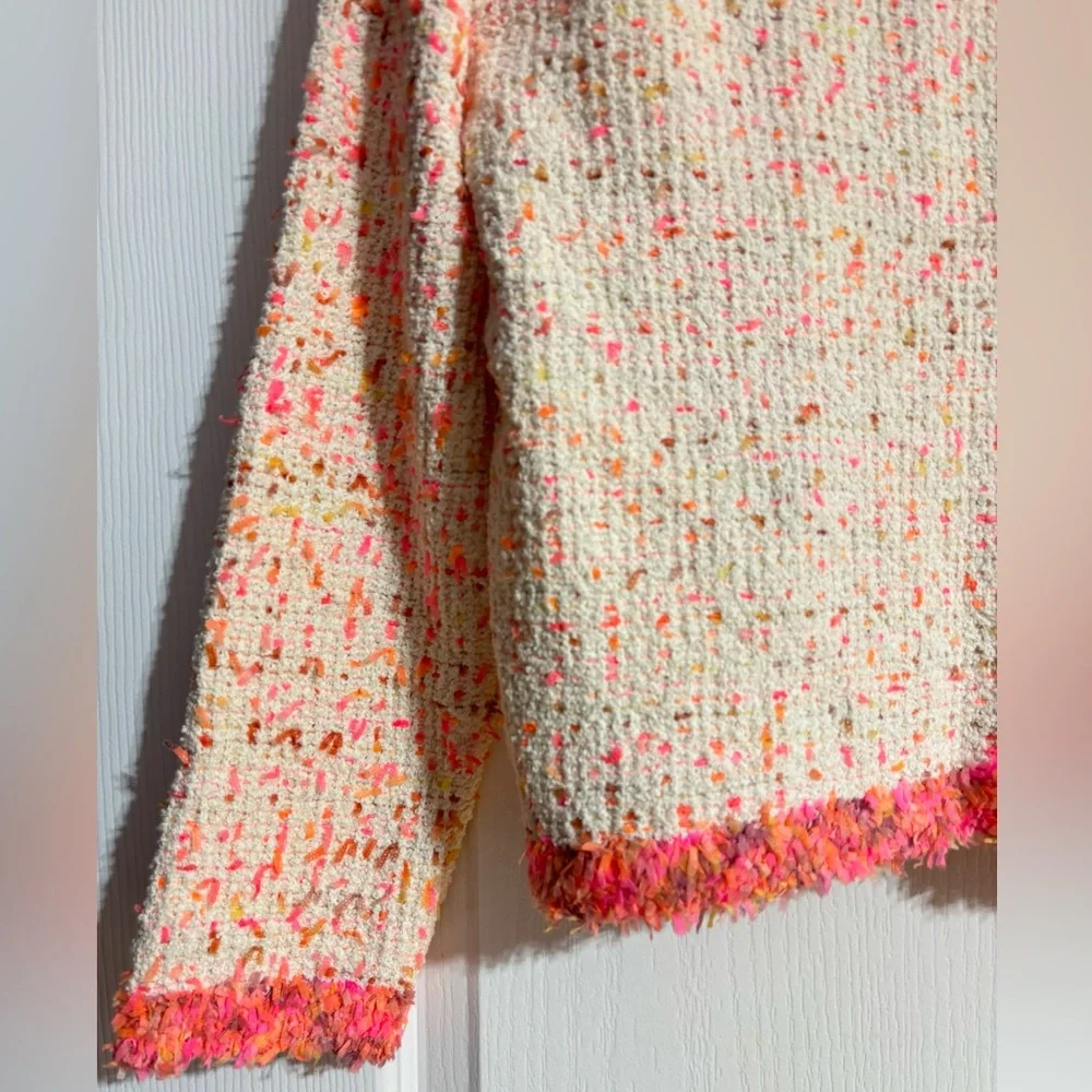 NWT Zara Tweed Confetti Colourful Open Blazer Mock Pockets Size Small - Picture 8 of 12